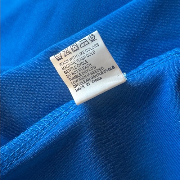 NWOT Vibrant Blue Mini Sheath Dress with Long Sleeves and Asymmetrical Neckline - Picture 10 of 10